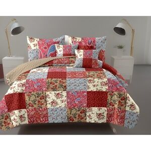3-Piece Country Floral Paisley Red King Red, Blue, Khaki, Tan, Multi-color